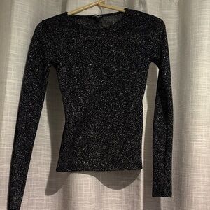 Express Sparkling Black Long Sleeve Top
